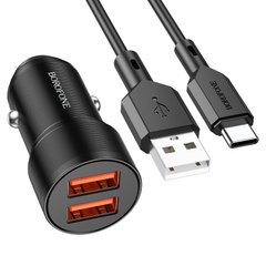 Купити Автомобільний зарядний пристрій Borofone BZ19 charger set(Type-C) 2 × USB Black