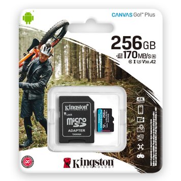 Купити Карта пам'яті Kingston microSDXC 256GB Class 10 UHS-I V30 до 90 МБ/с R-170MB/s +SD-адаптер