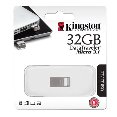 Купити Флеш-накопичувач Kingston USB3.1 Gen.1 DataTraveler Micro 128GB Silver
