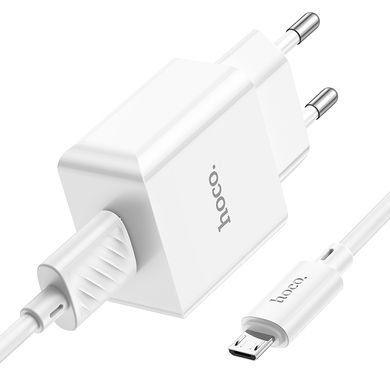Купити Мережевий зарядний пристрій Hoco C106A charger set(Micro) White