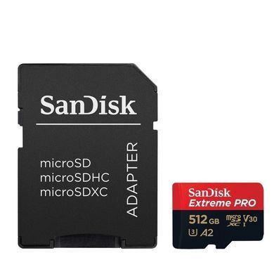 Купити Карта пам'яті microSDXC (UHS-1 U3) SanDisk Extreme Pro A2 512Gb class 10 V30 (R200MB/s,W140MB/s) (adapter)