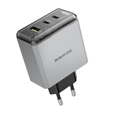 Купити Сетевой зарядное устройство BOROFONE BN22 Lena PD65W(2C1A) charger(EU) Metal Gray