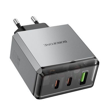 Купити Сетевой зарядное устройство BOROFONE BN22 Lena PD65W(2C1A) charger(EU) Metal Gray