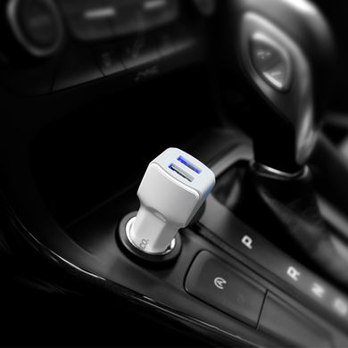 Купити Автомобільний зарядний пристрій Hoco Z23 2 × USB White