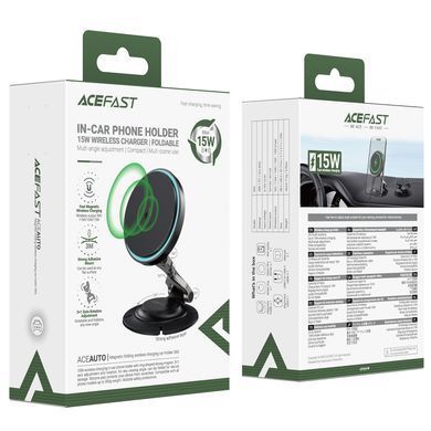 Купити Автотримач для телефона з БЗП ACEFAST D65 magnetic folding wireless charging car holder Black