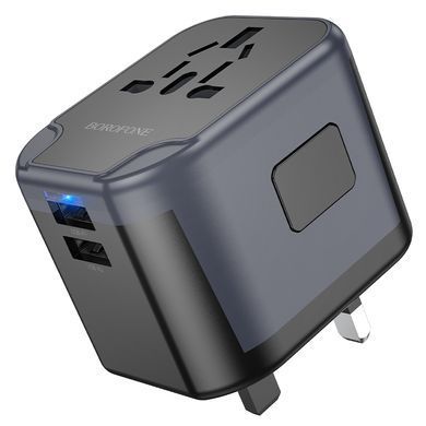 Купити Сетевой зарядный устройство BOROFONE BAC12 Leader 3-port(1C2A) universal conversion charger Black