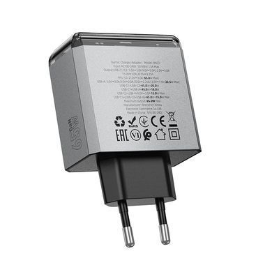 Купити Сетевой зарядное устройство BOROFONE BN22 Lena PD65W(2C1A) charger(EU) Metal Gray