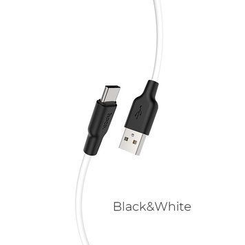 Купити Кабель HOCO X21 Plus USB to Type-C 3A, 1m, silicone, silicone connectors, Black+White