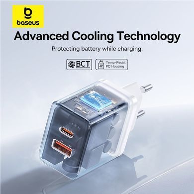 Купити Мережевий зарядний пристрій Baseus Cube Fast Charger C+U 30W EU Moon White