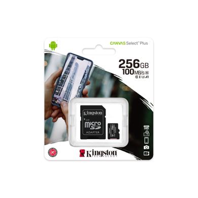 Купити Карта памяти Kingston microSDXC Canvas Select Plus 256GB Class 10 UHS-I A1 85МБ/с R-100MB/s +SD-адаптер
