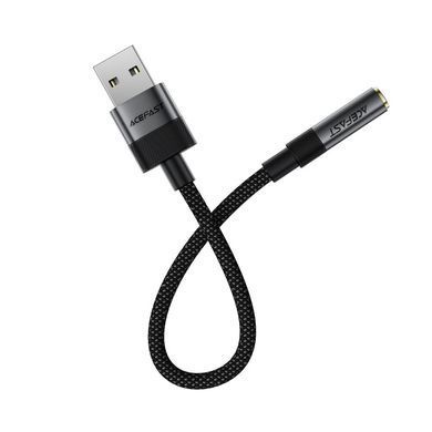 Купити Аудіокабель ACEFAST J13 USB-A to 3.5mm female, nylon braid, 0.15m, Black