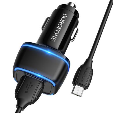 Купити Автомобільний зарядний пристрій Borofone BZ14 Max dual port (Micro) USB Black
