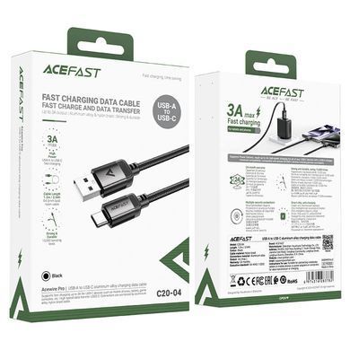 Купити Кабель ACEFAST C20-04 USB-A to USB-C aluminum alloy charging data cable Black