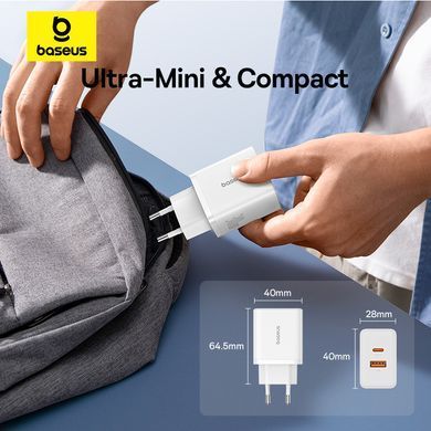 Купити Мережевий зарядний пристрій Baseus Cube Fast Charger C+U 30W EU Moon White