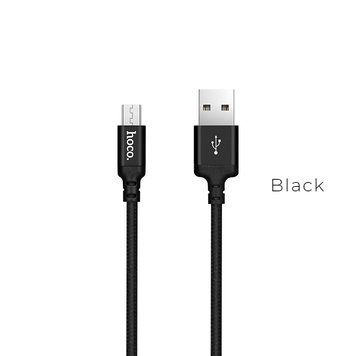 Купити Кабель HOCO X14 USB to Micro 2A, 2m, nylon, aluminum connectors, Black