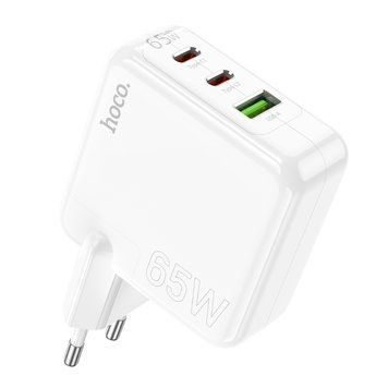 Купити Мережевий зарядний пристрій HOCO C115A Header PD65W GaN three-port(2C1A) charger White