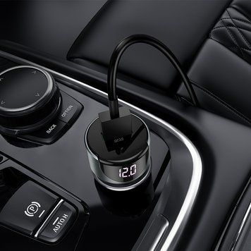 Купити Автомобильное зарядное устройство HOCO Z42 Light road dual port digital display PD20W+QC3.0 car charger Black