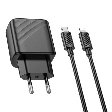 Купити Мережевий зарядний пристрій Hoco CS22A charger set(C to iP) Black