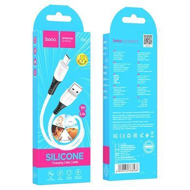 Купити Кабель HOCO X82 USB to Micro 2.4A, 1m, silicone, silicone connectors, White