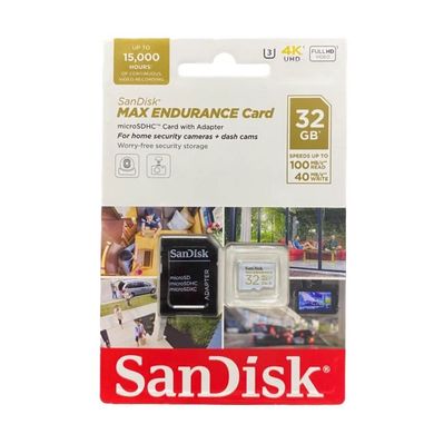 Купити Карта пам'яті SanDisk microSDHC Max Endurance 32GB Class 10 UHS-I (U3) V30 до 40 МБ/с 100 МБ/с