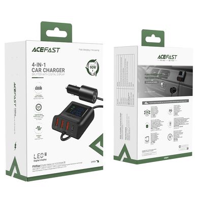 Купити Автомобільний зарядний пристрій ACEFAST B8 digital display car HUB charger USB-A/Type-C Black