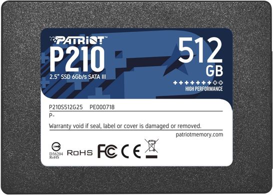 Купити Накопичувач SSD Patriot P210 512GB 2.5" SATA III (6Gb/s) 3D TLC NAND