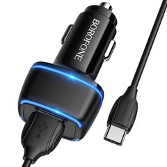 Купити Автомобільний зарядний пристрій Borofone BZ14 Max dual port (Type-C) USB Black