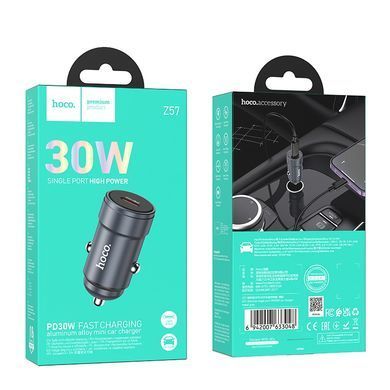 Купити Автомобильное зарядное устройство HOCO Z57 Glorious single-port PD30W car charger Metal Gray