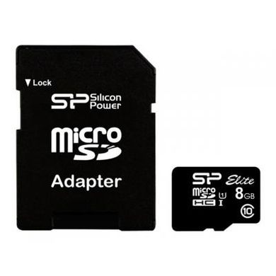 Купити Карта пам'яті SiliconPower microSDHC Elite 8GB Class 10 UHS-I V10 W-30MB/s R-85MB/s +SD-адаптер