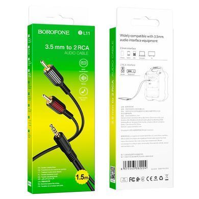 Купити Аудиокабель BOROFONE BL11 3.5mm to double RCA audio cable Black