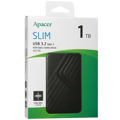 Купити Зовнішній жорсткий диск PHD External 2.5'' Apacer USB 3.2 AC236 1Tb Black (color box)