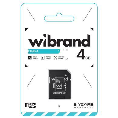 Купити Карта пам'яті microSDHC Wibrand 4Gb class 4 (adapter SD)