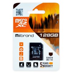 Купити Карта пам'яті Mibrand microSDXC 128Gb Class 10 UHS-I (U3) W-50 MB/s R-100MB/s