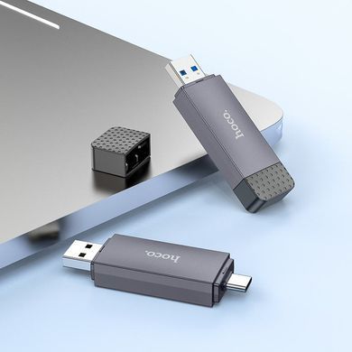 Купити Кардрідер HOCO HB45 Spirit 2-in-1 USB/Type-C 3.0 card reader Metal gray