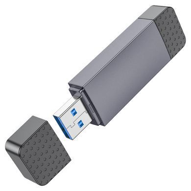 Купити Кардрідер HOCO HB45 Spirit 2-in-1 USB/Type-C 3.0 card reader Metal gray