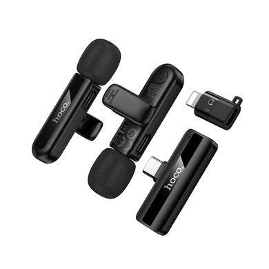 Купити Бездротова мікрофонна система HOCO L20A Fair dual-mic (iP/Type-C) Black