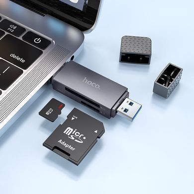 Купити Кардрідер HOCO HB45 Spirit 2-in-1 USB/Type-C 3.0 card reader Metal gray