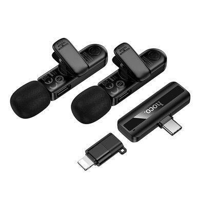 Купити Бездротова мікрофонна система HOCO L20A Fair dual-mic (iP/Type-C) Black