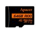 Карта пам'яті Apacer microSDXC 64GB Class 10 UHS-I (U3) V30 A2 W-80MB/s R-100MB/s