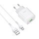 Мережевий зарядний пристрій HOCO C72Q Glorious single port QC3.0 charger set(Type-C) 18W White