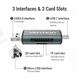 Кардрiдер Vention USB 3.0 A/Micro USB-B/ Type-C to SD,TF Gray
