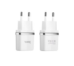 Купити Мережевий зарядний пристрій Hoco C11 charger set (iP cable) White