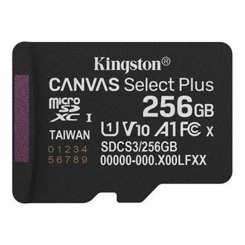Купити Карта пам'яті microSDXC (UHS-1) Kingston Canvas Select Plus Gen3 256Gb class 10 А1 (R-150MB/s)