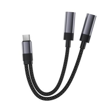 Купити Аудіокабель ACEFAST J14 USB-C 2-in-1 charging audio adapter Black