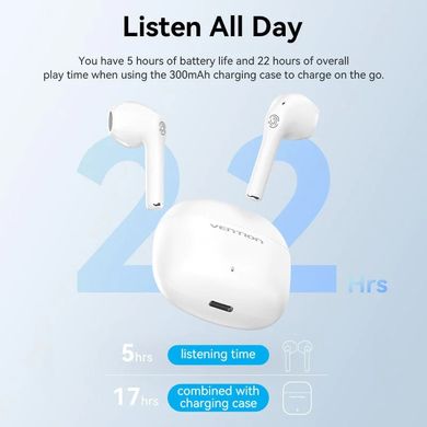 Купити Бездротові навушники Vention Elf E02 Bluetooth 5.3 White