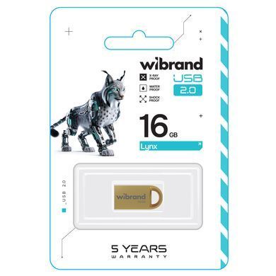 Купити Флеш-накопитель Wibrand USB 2.0 Lynx 16Gb Gold