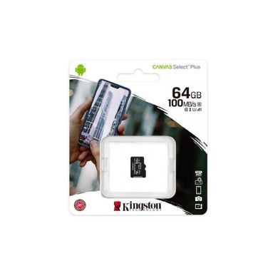 Купити Карта памяти Kingston microSDXC Canvas Select Plus 64GB Class 10 UHS-I A1 W-10MB/s R-100MB/s Без адаптера