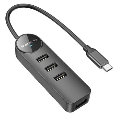 Купити USB-хаб Borofone DH5 Erudite 4-in-1 Type-C to 4xUSB 2.0 20 см Black