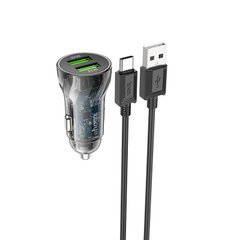 Купити Автомобильное зарядное устройство Hoco Z47 set(Type-C) 2 × USB Transparent black