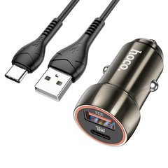 Купити Автомобильное зарядное устройство Hoco Z46A USB-A/Type-C Metal Gray